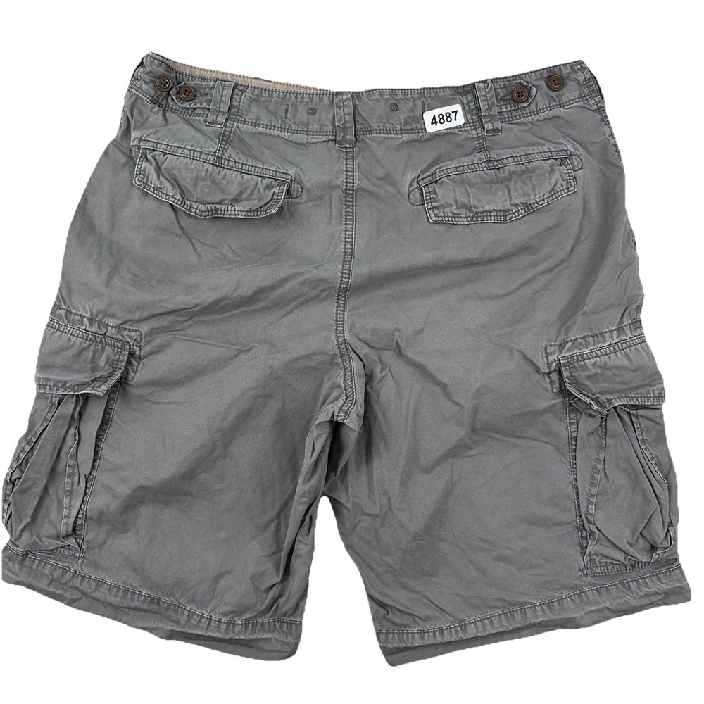 Y2K J.Crew Paratrooper Cargo Shorts Men 34 x 10 Cotton Gray Military Side Tabs